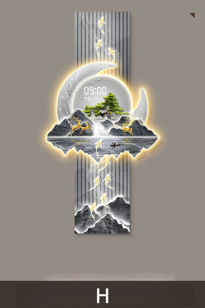 LED Display Wall Clock Lighting Fixtures