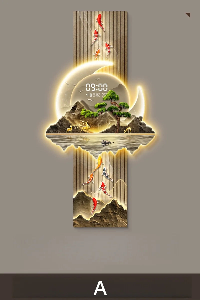 LED Display Wall Clock Lighting Fixtures