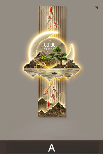 LED Display Wall Clock Lighting Fixtures