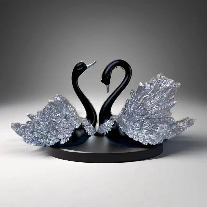 Luxury 2PCS/set Couple Swan Sculpture