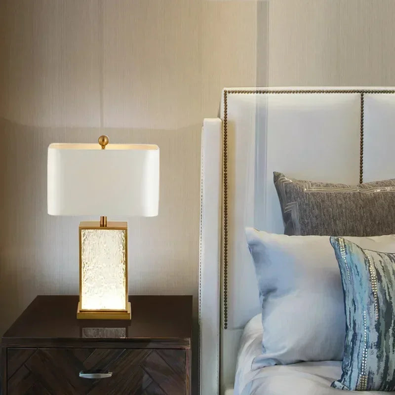 Modern Table Lamp Glass Body Marble Led Stand Desk Light