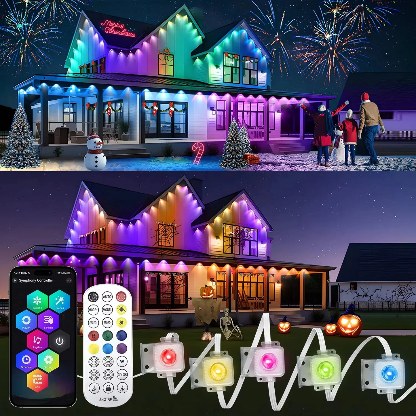 Light String with App Remote Control Music Sync for House Roof Décor