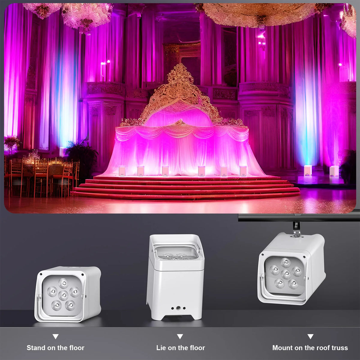 4PCS RGBWA+UV LED Par Light with Bag