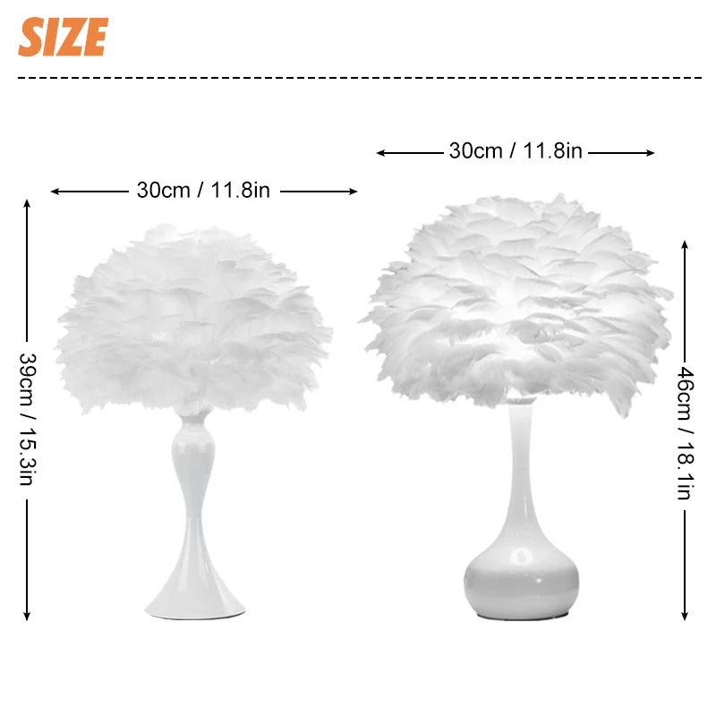Feather Table Lamp LED Night Light  Modern Creative Royal Lights & Home Decor