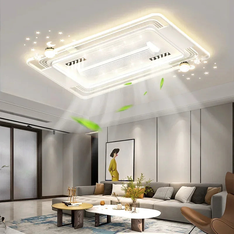 Starry Sky Leaf Free Fan Ceiling Light