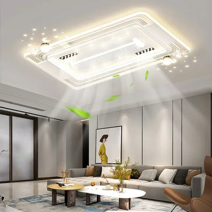 Starry Sky Leaf Free Fan Ceiling Light