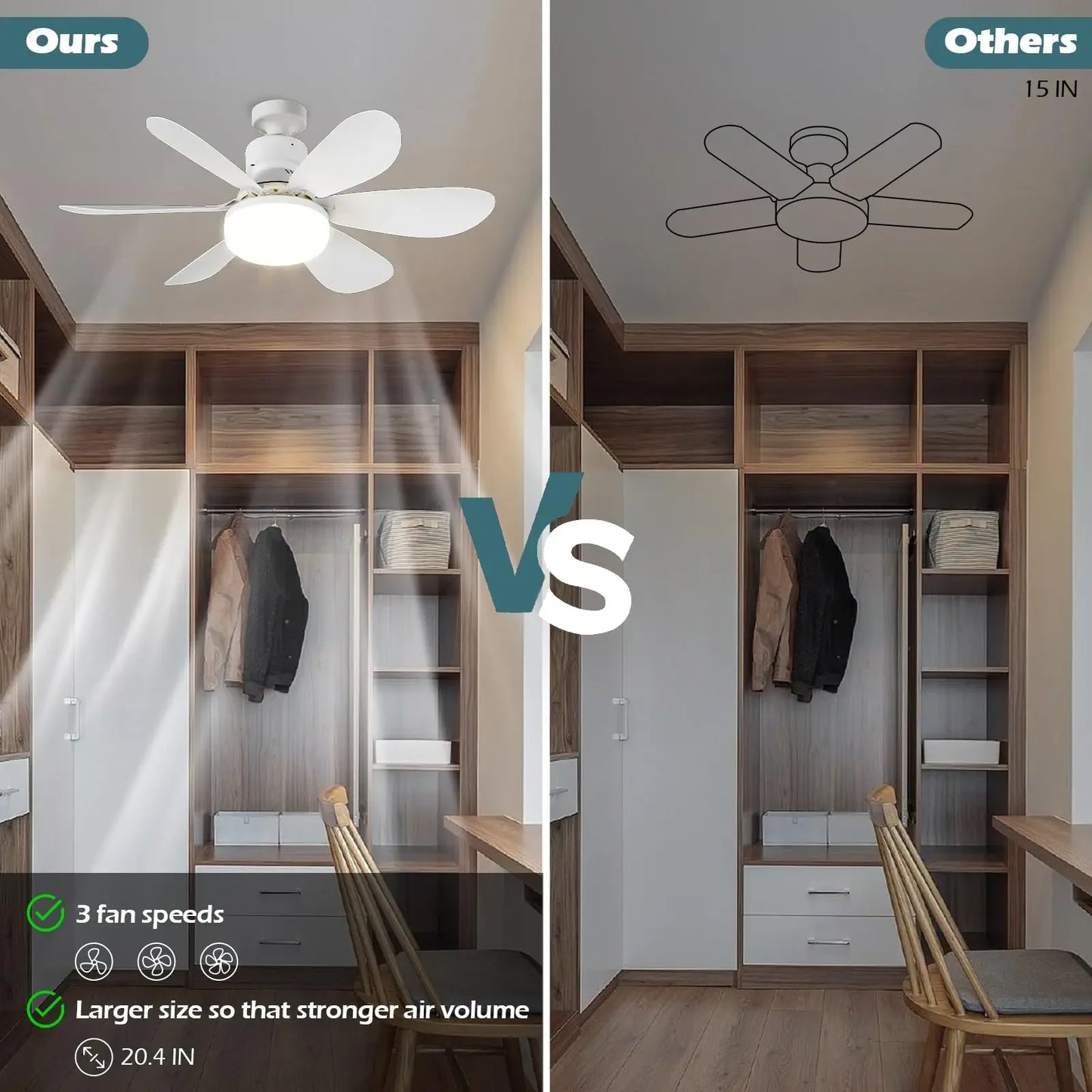 LED 40W ceiling fan light E27 with remote control for dimming