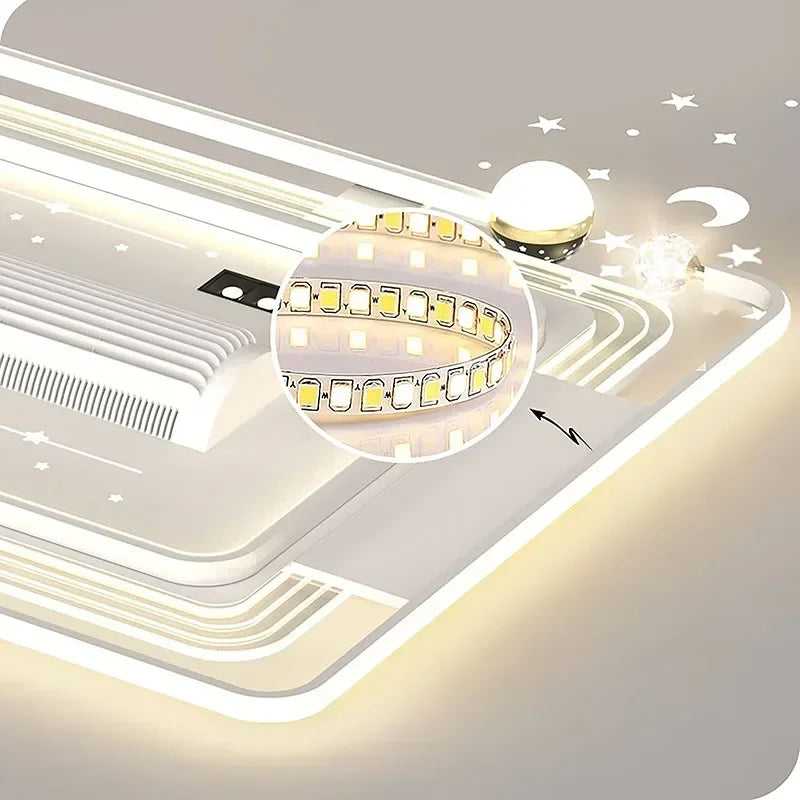 Starry Sky Leaf Free Fan Ceiling Light