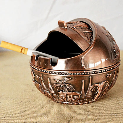 Zinc Alloy Ashtray Metal With Cover Anti-fall Windproof Ashtray