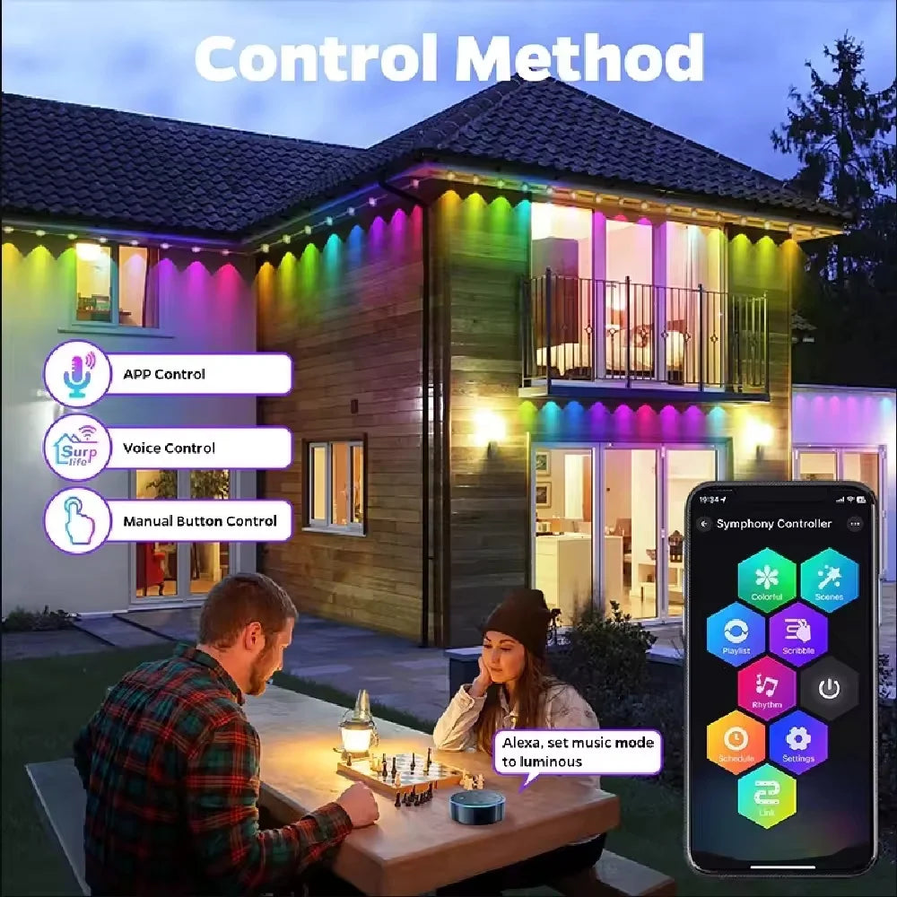 Light String with App Remote Control Music Sync for House Roof Décor
