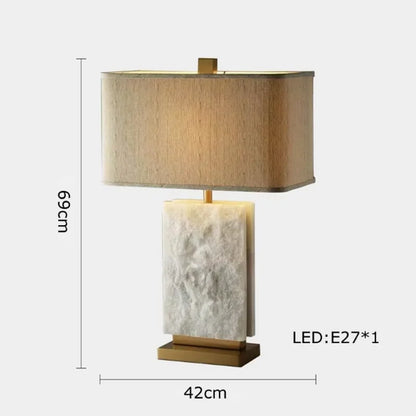 Classy Oriental Design Dimmable LED Desk Lamp Marble Fabric Textile