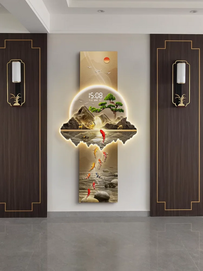 LED Display Wall Clock Lighting Fixtures