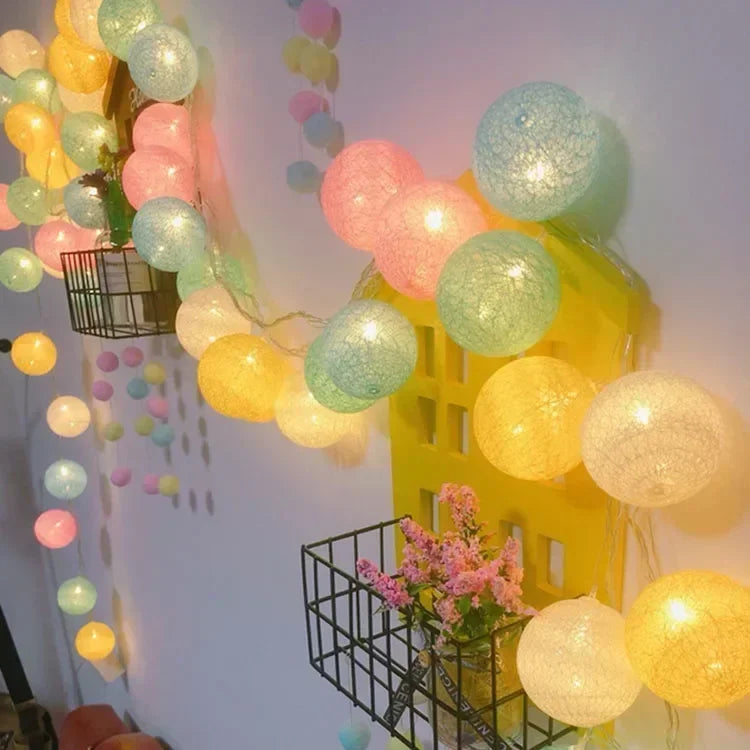 LED Cotton Ball String Fairy Night Lights