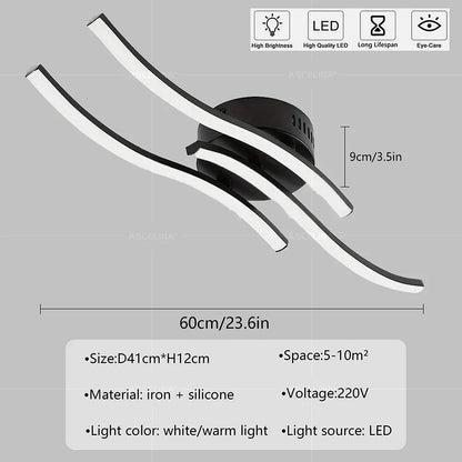Modern LED Ceiling Light Long Wave Lamp