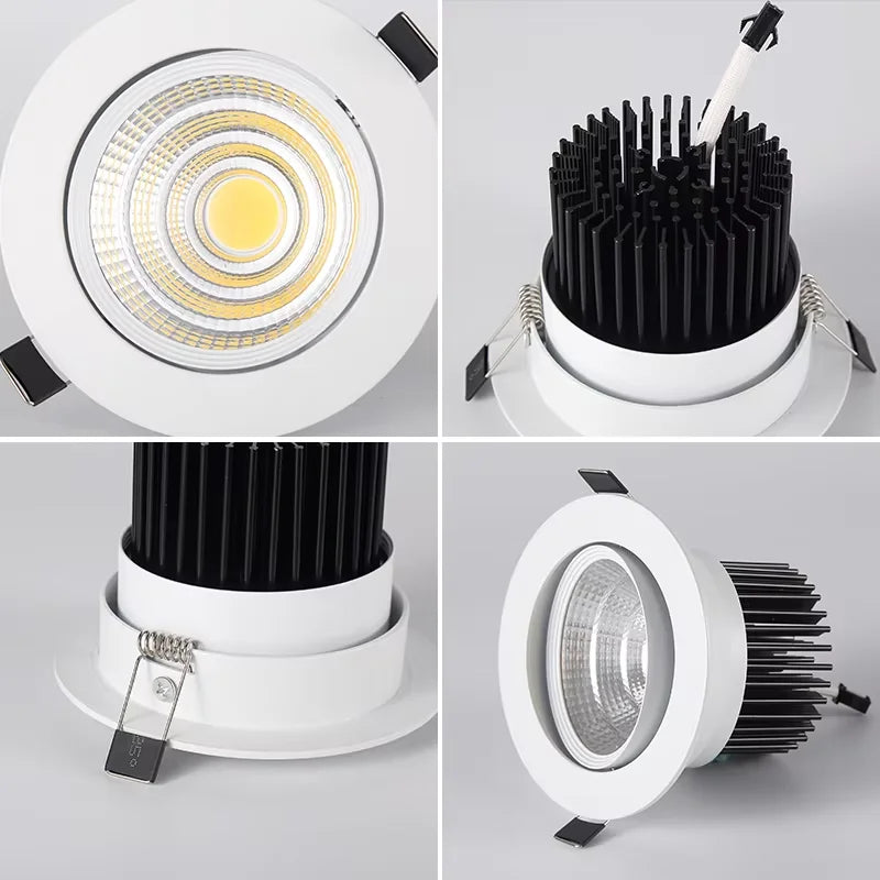 Silver Body Round COB LED Recessed Downlight 10pcs