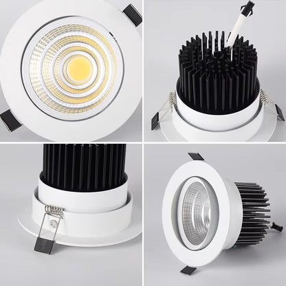 Silver Body Round COB LED Recessed Downlight 10pcs