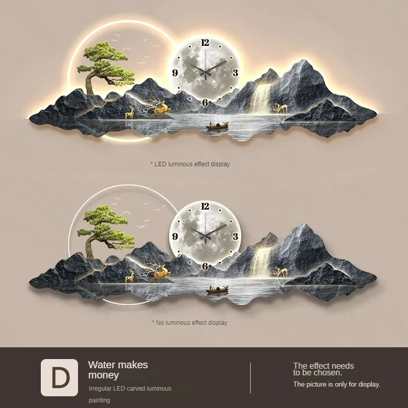 Luxury Wall Clocks Living Room Led Aesthetic Minimalist Silent