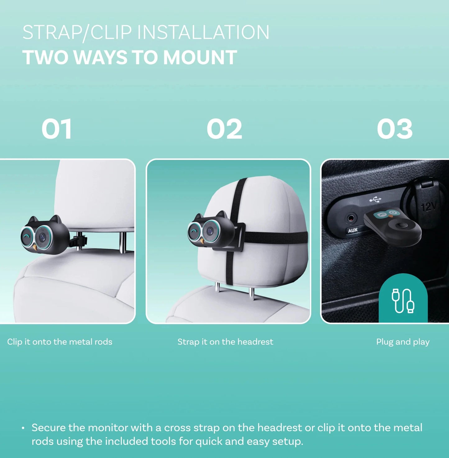 Ottocast Car Rear Seat Camera for Baby Pets Kids