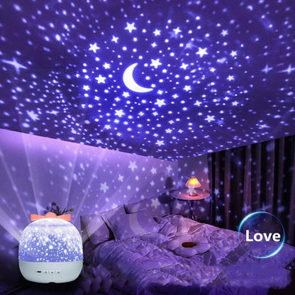 Crown Star Light Projection Rotating Star  Ceiling Atmosphere Night Lamp