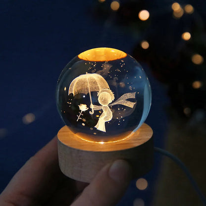 3D Crystal ball Planet Night Light - Royal Lights & Home Decor