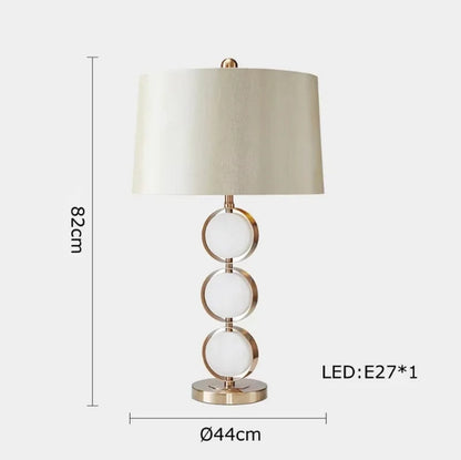 Classy Oriental Design Dimmable LED Desk Lamp Marble Fabric Textile