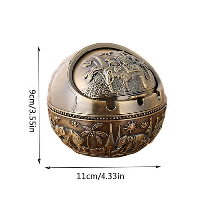 Zinc Alloy Ashtray Metal With Cover Anti-fall Windproof Ashtray