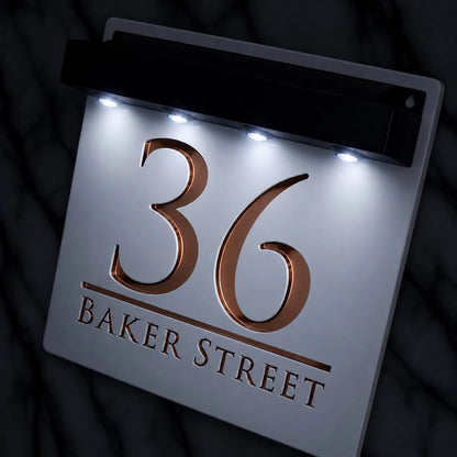 Outdoor Solar Light House Number Signs Acrylic Plaque Personalized Exterior