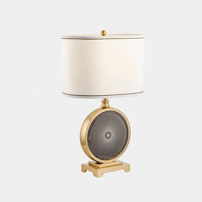 Classy Oriental Design Dimmable LED Desk Lamp Marble Fabric Textile