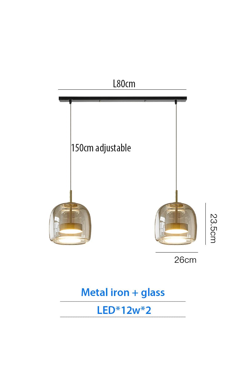 Luxury Designer Glass Chandelier with Adjustable Hanging Cord Elegant Cafe Lighting