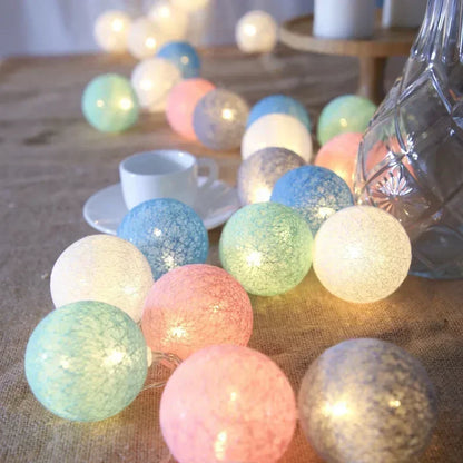 LED Cotton Ball String Fairy Night Lights