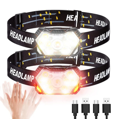 9 Led Strong Light Headlamp USB Rechageable Motion Sensor