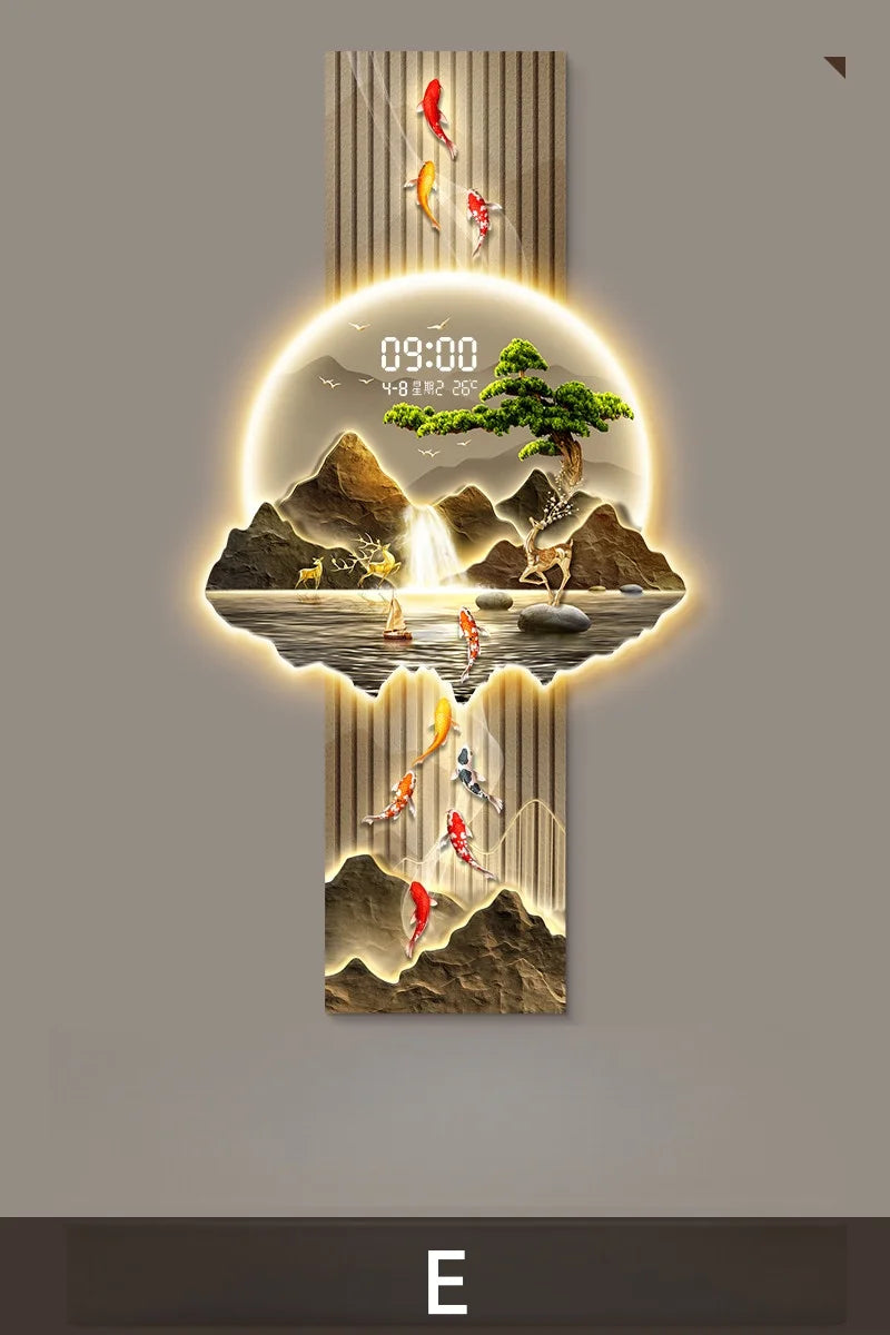 LED Display Wall Clock Lighting Fixtures