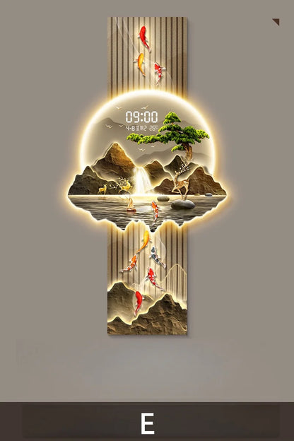 LED Display Wall Clock Lighting Fixtures