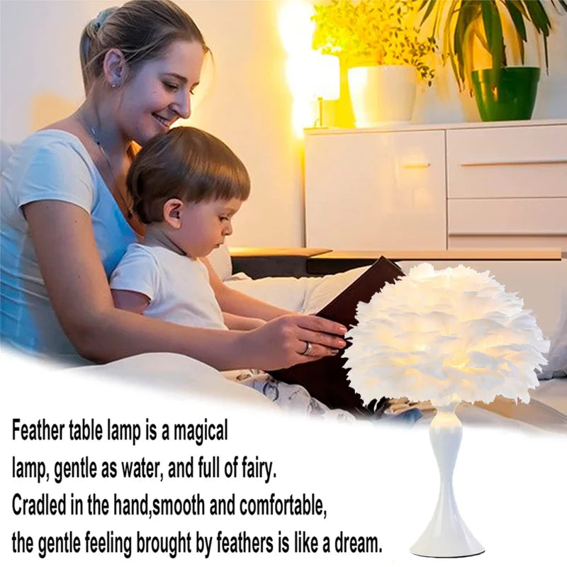 Feather Table Lamp LED Night Light  Modern Creative Royal Lights & Home Decor