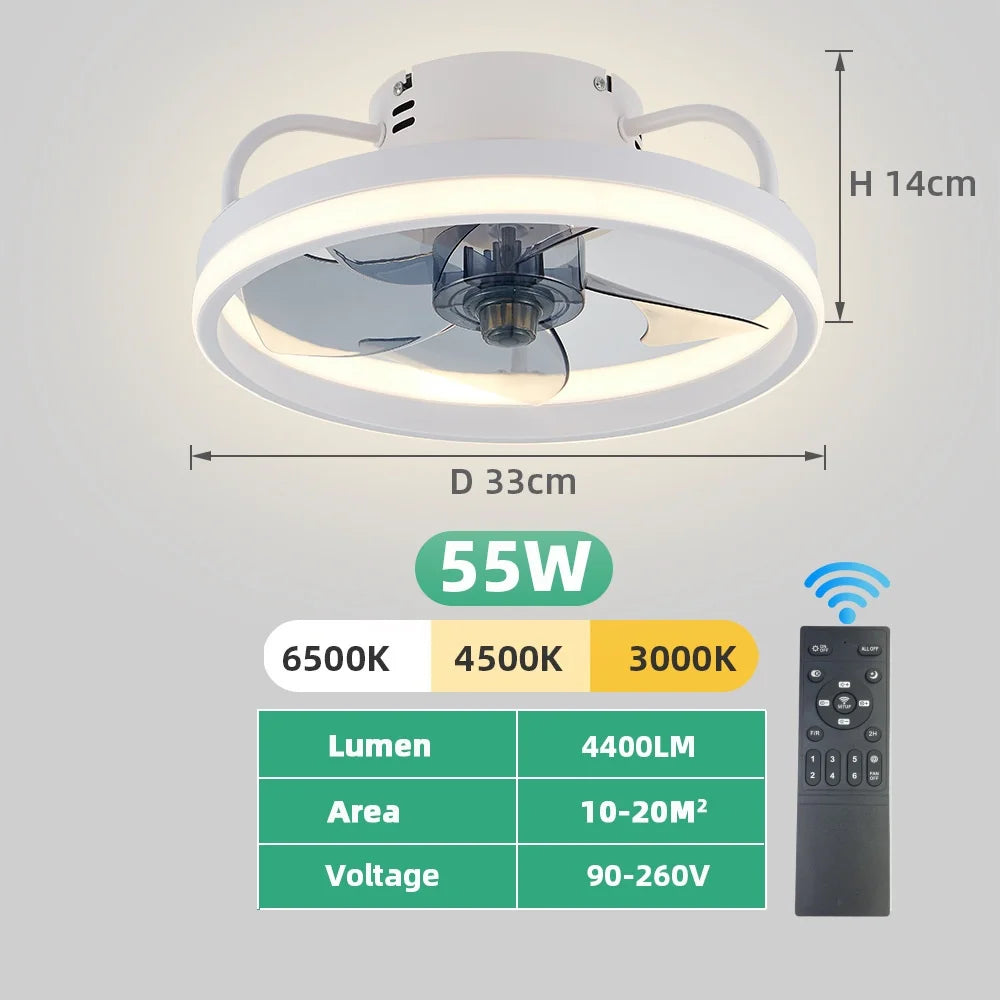Compact 34cm Ceiling Fan with Light