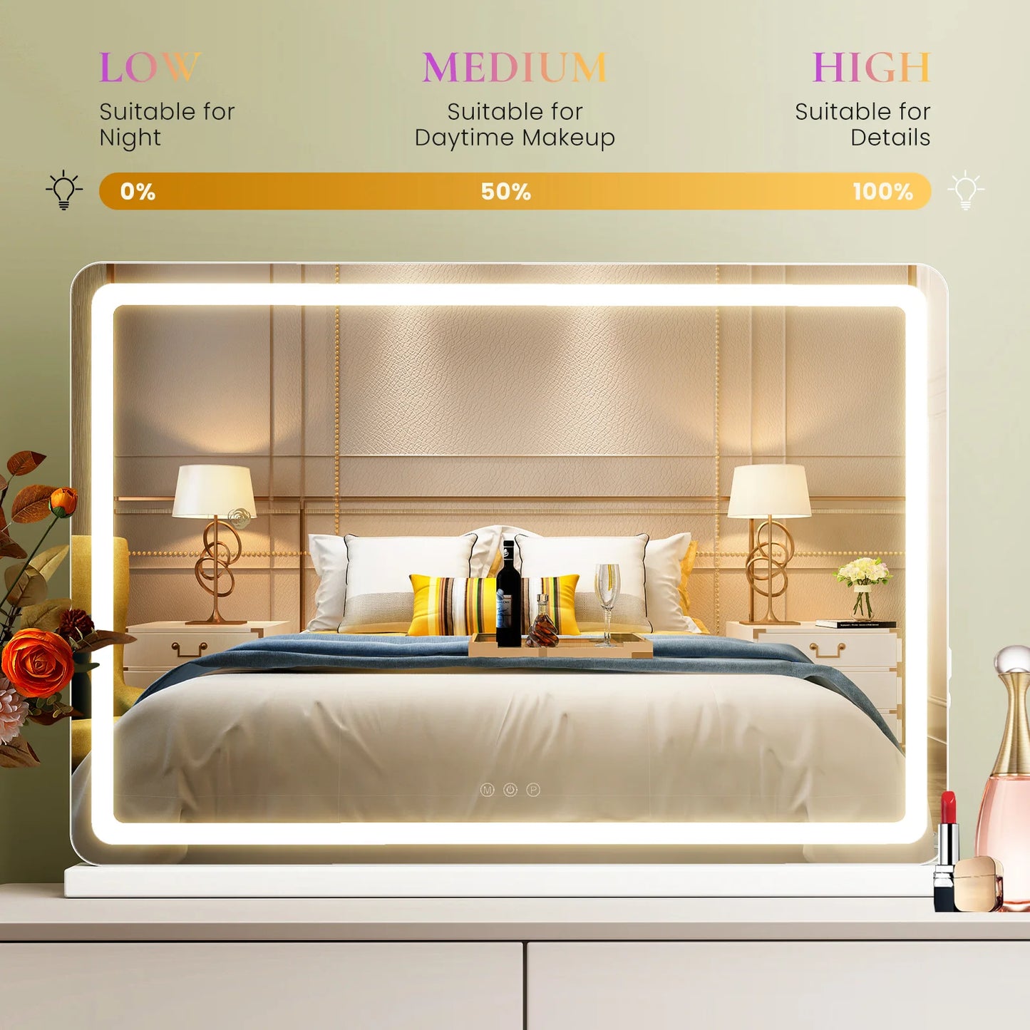 LED Vanity Mirror with Lights Aluminum Frame Bathroom Mirror
