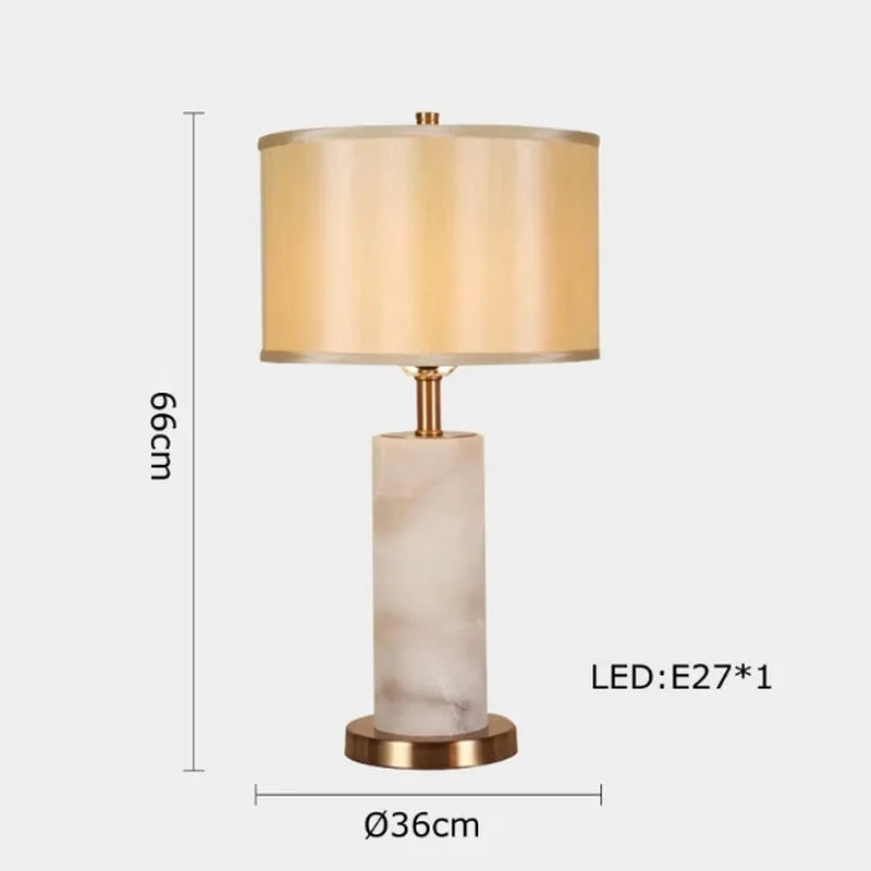 Classy Oriental Design Dimmable LED Desk Lamp Marble Fabric Textile