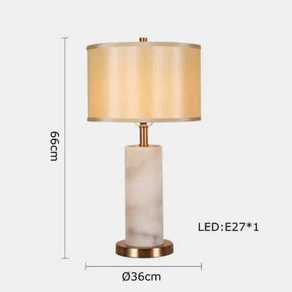 Classy Oriental Design Dimmable LED Desk Lamp Marble Fabric Textile