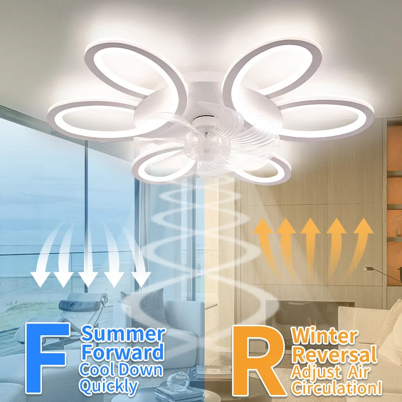 Ceiling Lamp Fan Silent 6 Speed APP Remote Control
