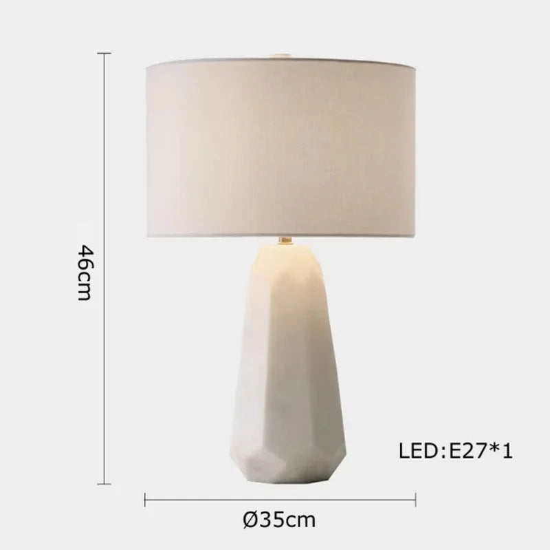 Classy Oriental Design Dimmable LED Desk Lamp Marble Fabric Textile