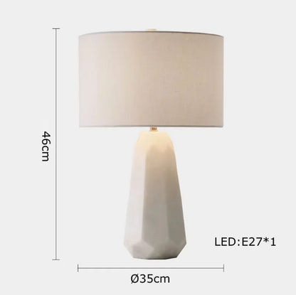 Classy Oriental Design Dimmable LED Desk Lamp Marble Fabric Textile