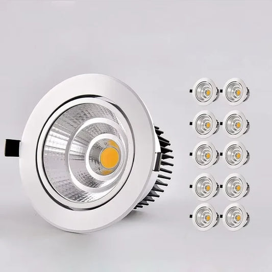 Silver Body Round COB LED Recessed Downlight 10pcs