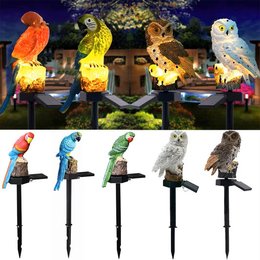 Solar Powered LED Owl Animal Home Artificial Flowers Garden Lights Waterproof