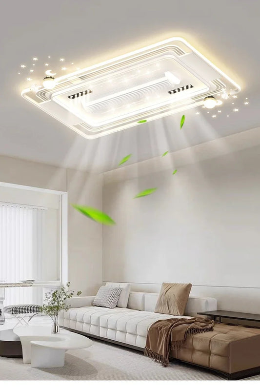 Starry Sky Leaf Free Fan Ceiling Light
