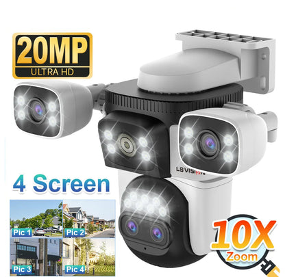 WiFi Security Camera Outdoor 10X Optical Zoom Four Lens