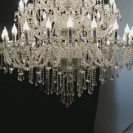 Large Villa 24/32/36/48 Lamps Crystal Chandelier Stair Long Lighting Fixture